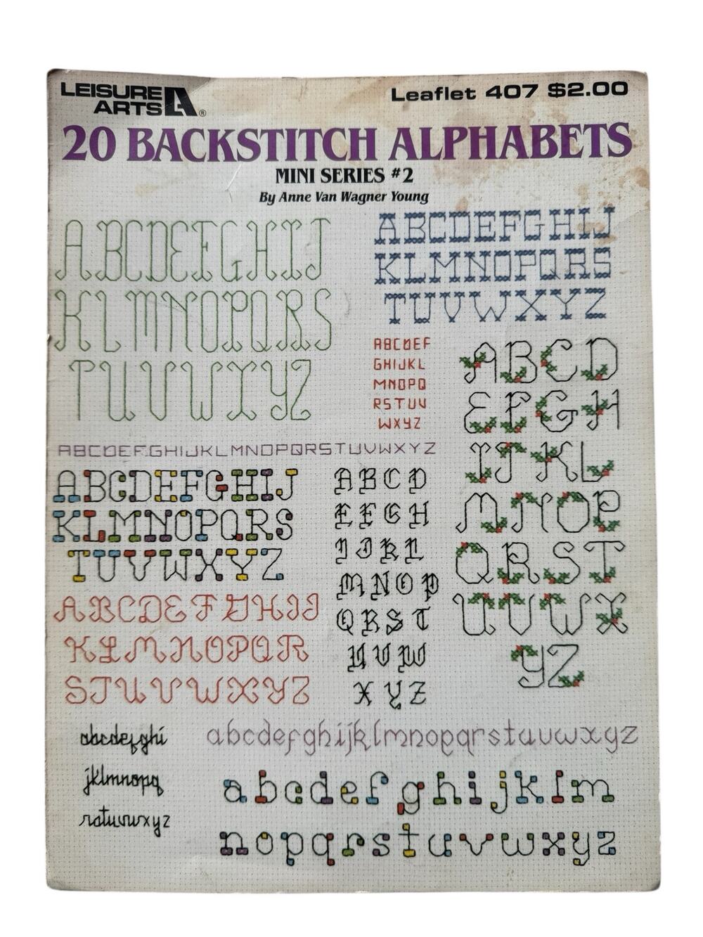Vintage 20 Backstitch Alphabets Cross Stitch Pattern Leaflet Mini Series Letters